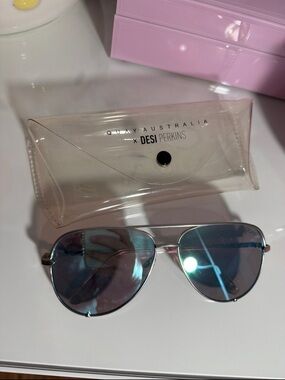Quay Australia Aviator Sunglasses with Blue Mirrored Lenses